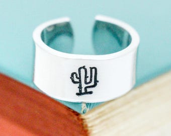 Cactus Ring: Adjustable Aluminum Desert Jewelry