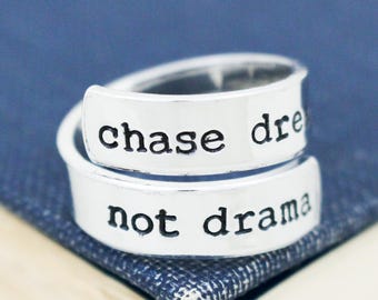 Chase Dreams Aluminum Wrap Ring: Affirmation Jewelry