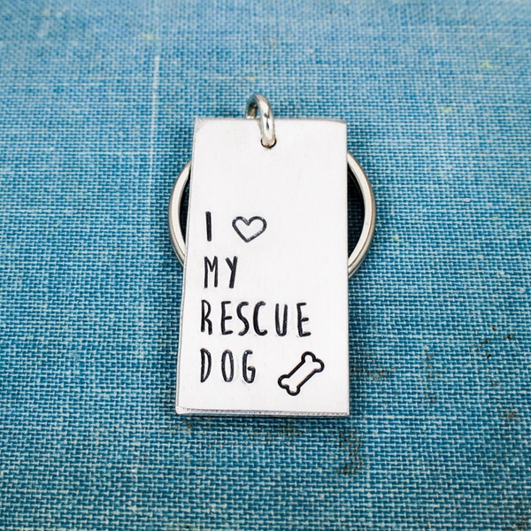 I Love My Rescue Dog Keychain, Animal Rescue, Pet Lover, Dogs, Pets, Dog Adoption