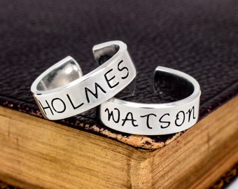 Holmes and Watson Best Friends Rings - Valentines Day Gift