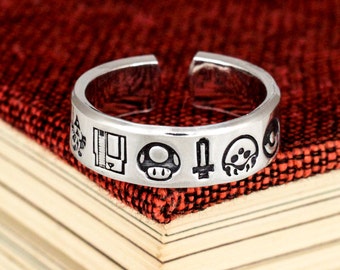 Super Gaming Nostalgia Ring, 1UP, Zelda, Game Controller, Retro Video Games, Gamer Gift, Gifts for Gamers, Video Game Jewelry