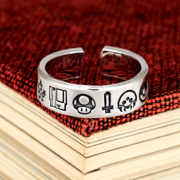 Super Gaming Nostalgia Ring, 1UP, Zelda, Game Controller, Retro Video Games, Gamer Gift, Gifts for Gamers, Video Game Jewelry