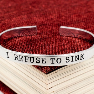 Bracciale &quot;I Refuse to Sink&quot;, gioielli con ancora, bracciale rigido in alluminio