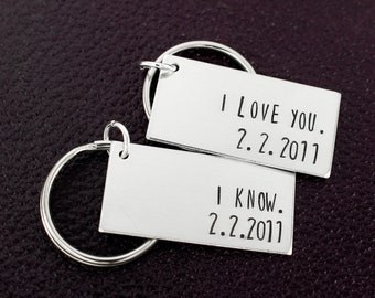 Te amo conozco llaveros, llaveros personalizados, regalos de aniversario, regalo de novia, relación de larga distancia, regalo para hombres