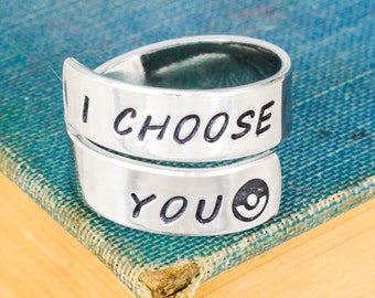 I Choose You Aluminum Wrap Ring: Gamer Gift, Video Game Jewelry