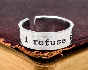 I Refuse to Sink Textured Ring, Anchor Jewelry, Inspirational Ring, Handmade Jewelry