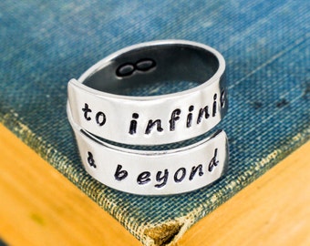 To Infinity and Beyond Wrap Ring, Infinity Symbol, Infinity Jewelry, Adjustable Aluminum Ring