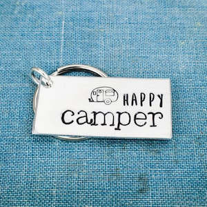 Happy Camper Keychain, RV Keychain, Camping, Travel, Handmade Keychain