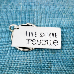 Handmade &#39;Live Love Rescue&#39; Aluminum Keychain: Animal Rescue Gift