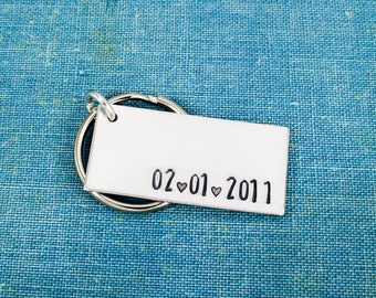 Anniversary Date Keychain, Custom Couples Keychain, Couples Accessories, Aluminum Key Chain