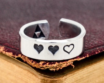 Zelda Heart Containers Ring, Retro Video Games, Gamer Gift, Gifts for Gamers, Video Game Jewelry