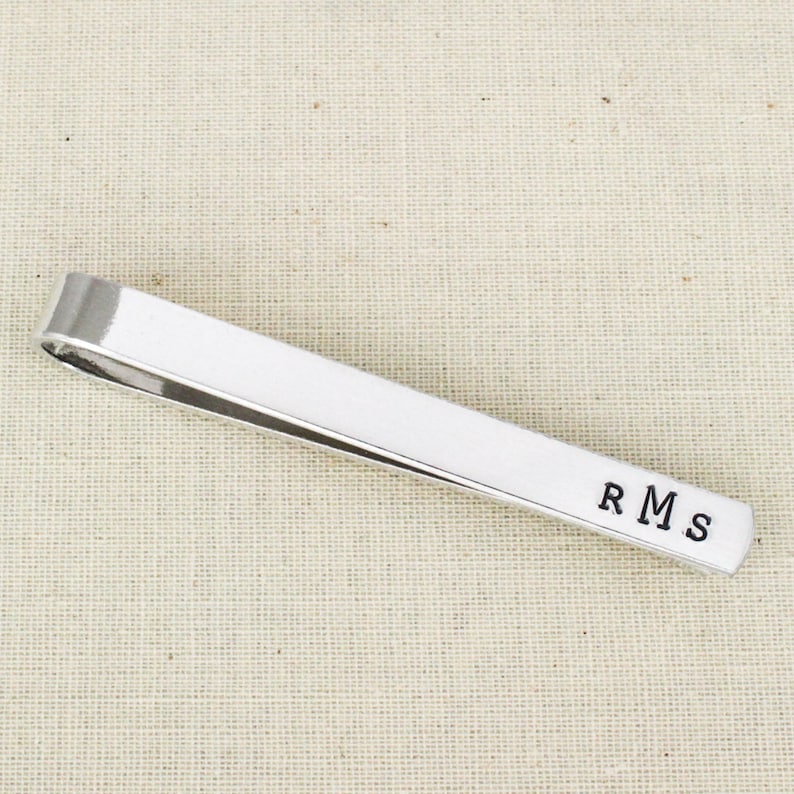 Engraved Tie Clip Monogram Wedding Gift Personalized Tie Clip Groomsmen Gift Custom Tie Clip image 1