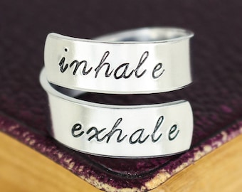 Inhale Exhale Ring: Hand Stamped Aluminum Yoga Ring