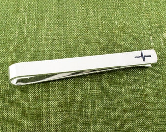 Hand Stamped EKG Aluminum Tie Clip - Doctor Gift