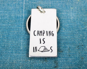 Camping Is InTENTS (Intense) Keychain, Outdoors, Keyring