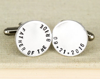 Father of the Bride Cuff Links - Personalized Aluminum Cuff Links