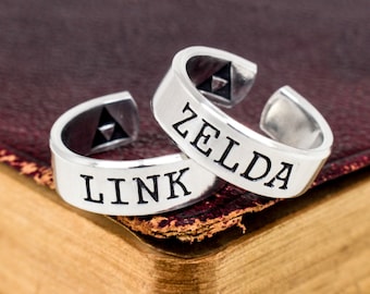 Link and Zelda Aluminum Ring Set: Gamer Couple Rings
