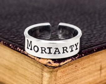 Moriarty Ring: Hand Stamped Adjustable Band