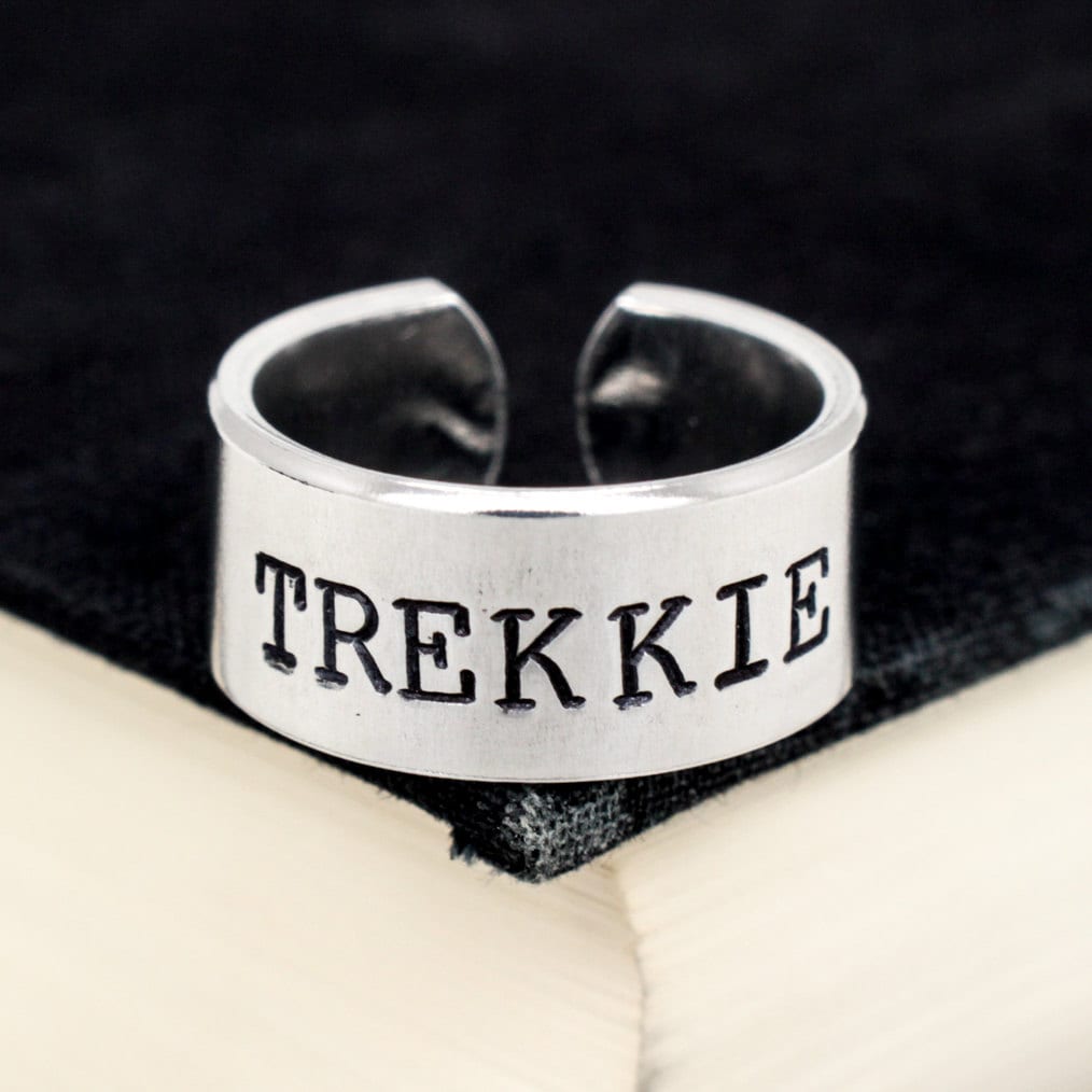 Trekkie Ring: Hand Stamped Starfleet Emblem, Aluminum