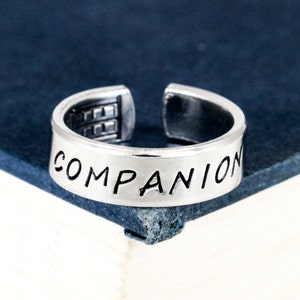 Companion TARDIS Ring: Hand Stamped Aluminum Band