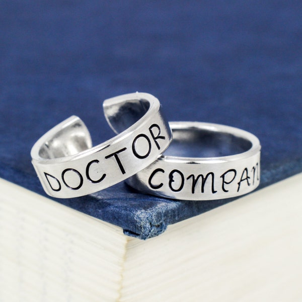 Doctor and Companion Rings, Nerdy Couple, Valentines Day Gift