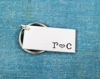 Custom Initials Keychain, Personalized Keychain, Couples Initials, Aluminum Key Chain