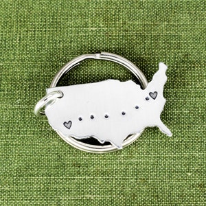 Long Distance Relationship Keychain, USA, Personalized, Valentines Day Gift