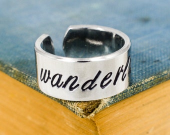 Wanderlust Script Ring, Outdoors, Hiking, Camping