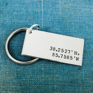 Coordinates Keychain, Custom Keychain, Anniversary Keychain, Personalized Gift, Custom Gift