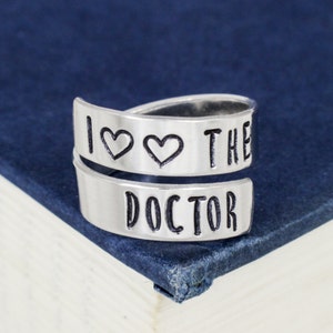 I Heart Heart the Doctor Adjustable Aluminum Wrap Ring image 1