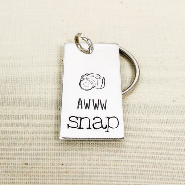 Aww Snap Keychain, Gift for Photographer, Camera Keychain, Photography Gift