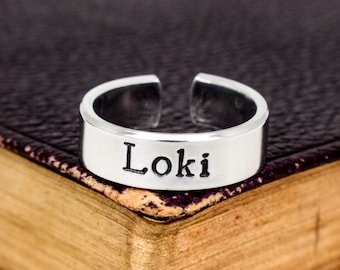 Hand Stamped 'Loki' Aluminum Ring