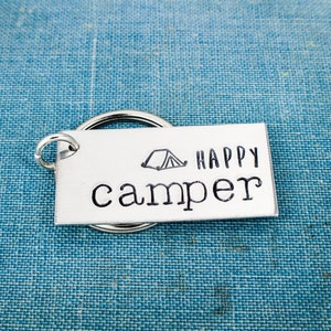 Happy Camper Keychain, Outdoors, Camping, Tent Camping, Backpacking