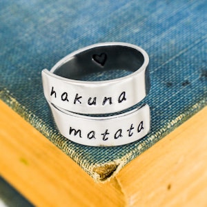 Hakuna Matata Ring, Wrap Ring, Heart, No Worries, BFF Ring, Twist Ring, Gifts for Best Friends