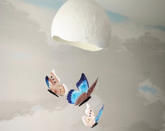 kids lamp paper mache lampshade for children baby mobile Butterflies