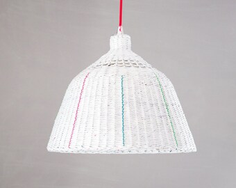 Industrial hanging eco paper lamp Minimal designer pendant light White lamp Unique Sustainable Handmade Paper lamp Oryginal - Folk Loft