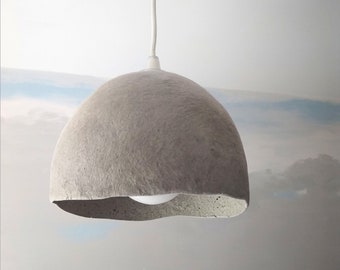 Small grey lamp Paper mache eco lamp Modern designer pendant lamp Industrial lighting Luna