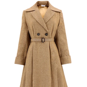 Longline Coat - 1940s Style Authentic Vintage Replica - Socialite "Promenade" Coat in Camel Brown - Retro Womenswear