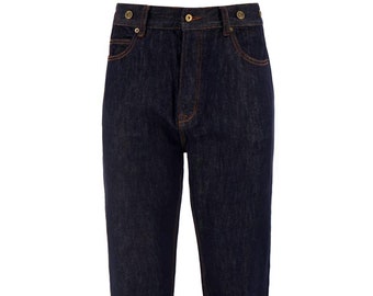 Pantalones vaqueros de mezclilla para hombre estilo años 40 - Pantalones retro rockabilly de cintura alta