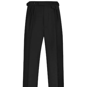 Fishtail Back Trousers - Revival Vintage Authentic 1940s Look "Harry" Trousers - Men's High Waist Retro Trousers in Black
