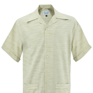 Cotton Weekend Shirt - 1940s 1950s Authentic Vintage Look Shirt - Retro Men&#39;s Casual Summer Leisure Shirt - Olive Green