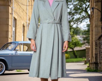 Womens 1940s Style Promenade Swing Coat - Sky Blue