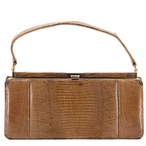 Vintage Wide Profile Lizard Skin Frame Handbag | Women&#39;s True Vintage Bag