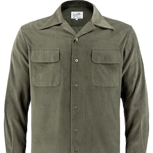 Mens 1950s Camp Shirt - Green - 1950s Authentic Vintage Look - Revival Men&#39;s Open Neck Retro
