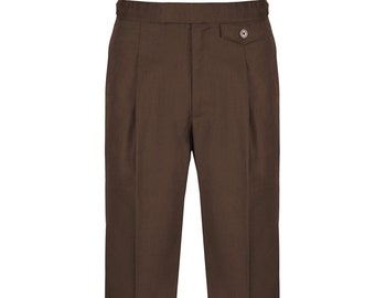 Fishtail Back Trousers - Revival Vintage Authentic 1940s Replica "Hugo" Trousers - Mens High Waist Trousers in Cocoa Brown