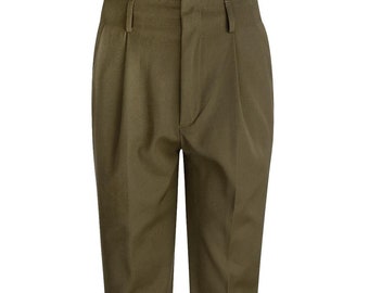 Pantalones de pinzas verde oliva de los años 50 - Pliegues delanteros, estilo vintage