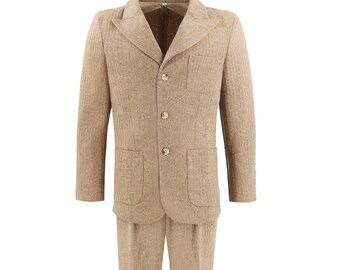 Wool Patch Pocket Suit - Beige Socialite 1930s 1940s Forties Quality Replica Vintage Style "Gallivant" Suit - Regular Jacket Length