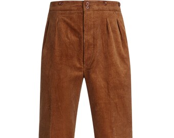 Retro Corduroy Trousers - Revival 1940s 1950s Vintage Style Authentic Edwin Trousers - Chestnut Brown