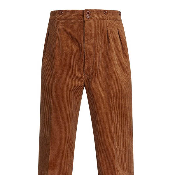 Retro Corduroy Trousers - Revival 1940s 1950s Vintage Style Authentic Edwin Trousers - Chestnut Brown