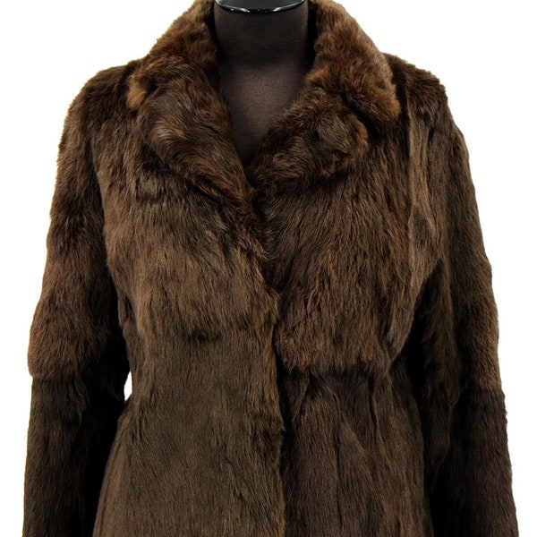 Deep Brown Vintage Retro Midcentury Mink Fur Jacket UK 12